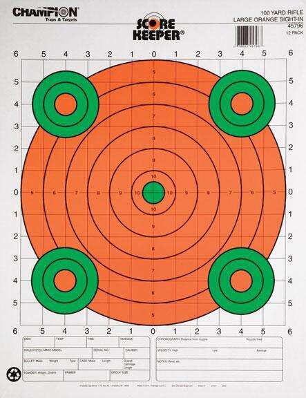 Targets Champion Traps&Targets Paper CHAMP 45796      100YD ORG/GRN LG SIGHT IN 12PK • Model: Paper